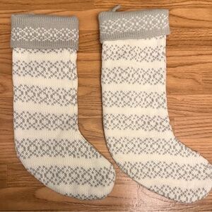 ⭐️2/$12 -2 Wondershop by Target Gray White Knit Fair Isle Christmas Stockings